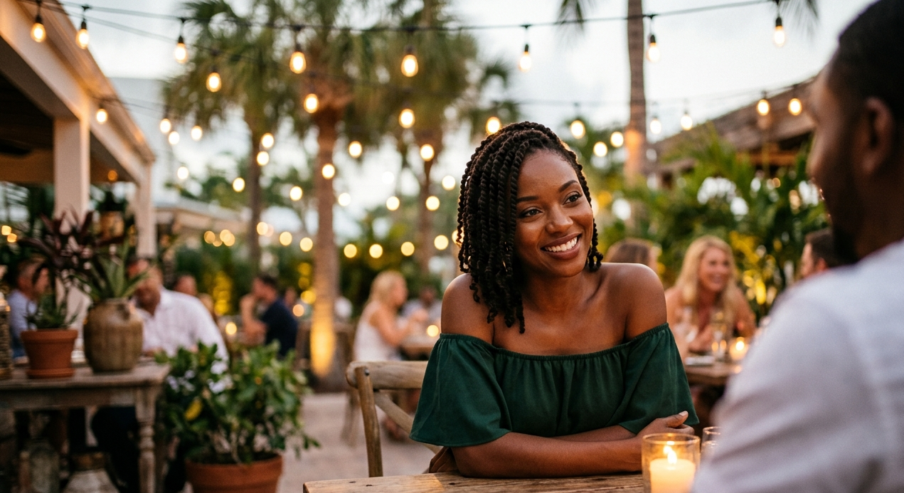 Woman feeling confident and radiant on a date after herpes treatment