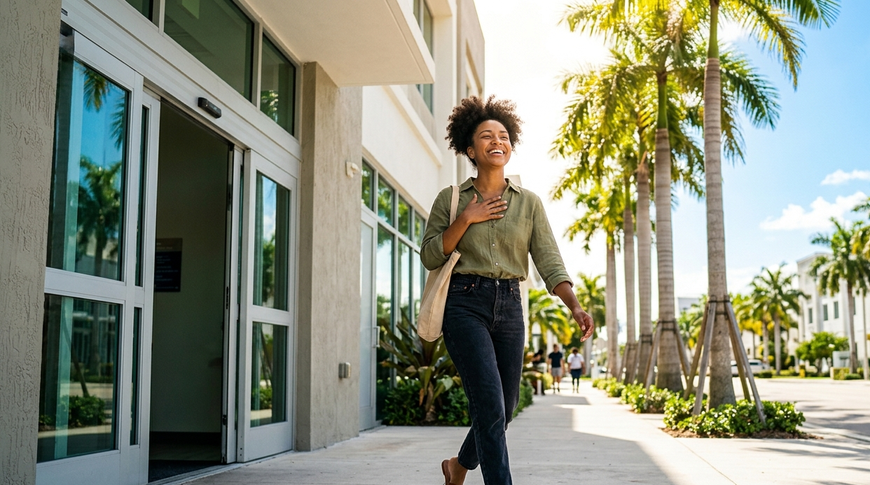 Woman feeling relieved and confident after STI treatment