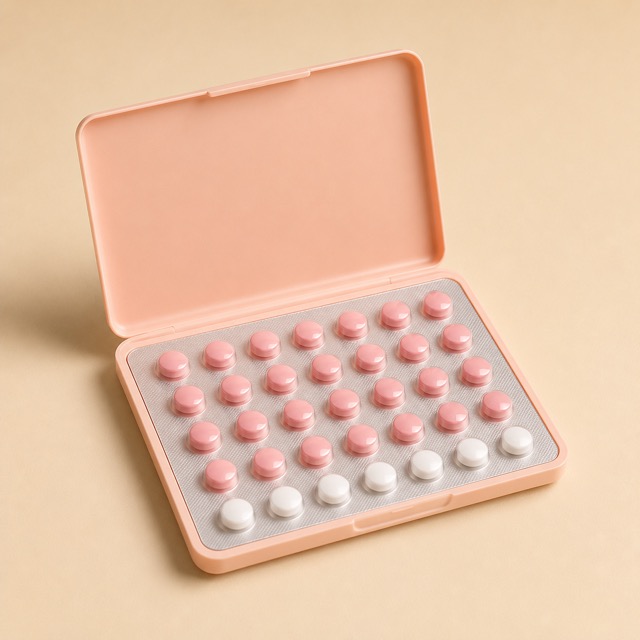 Unbranded stylized pill pack representing generic Yaz (drospirenone/ethinyl estradiol)